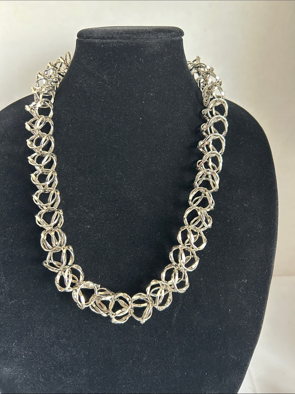 LOFT Silver-Tone 3~DInterlinked Circle Necklace